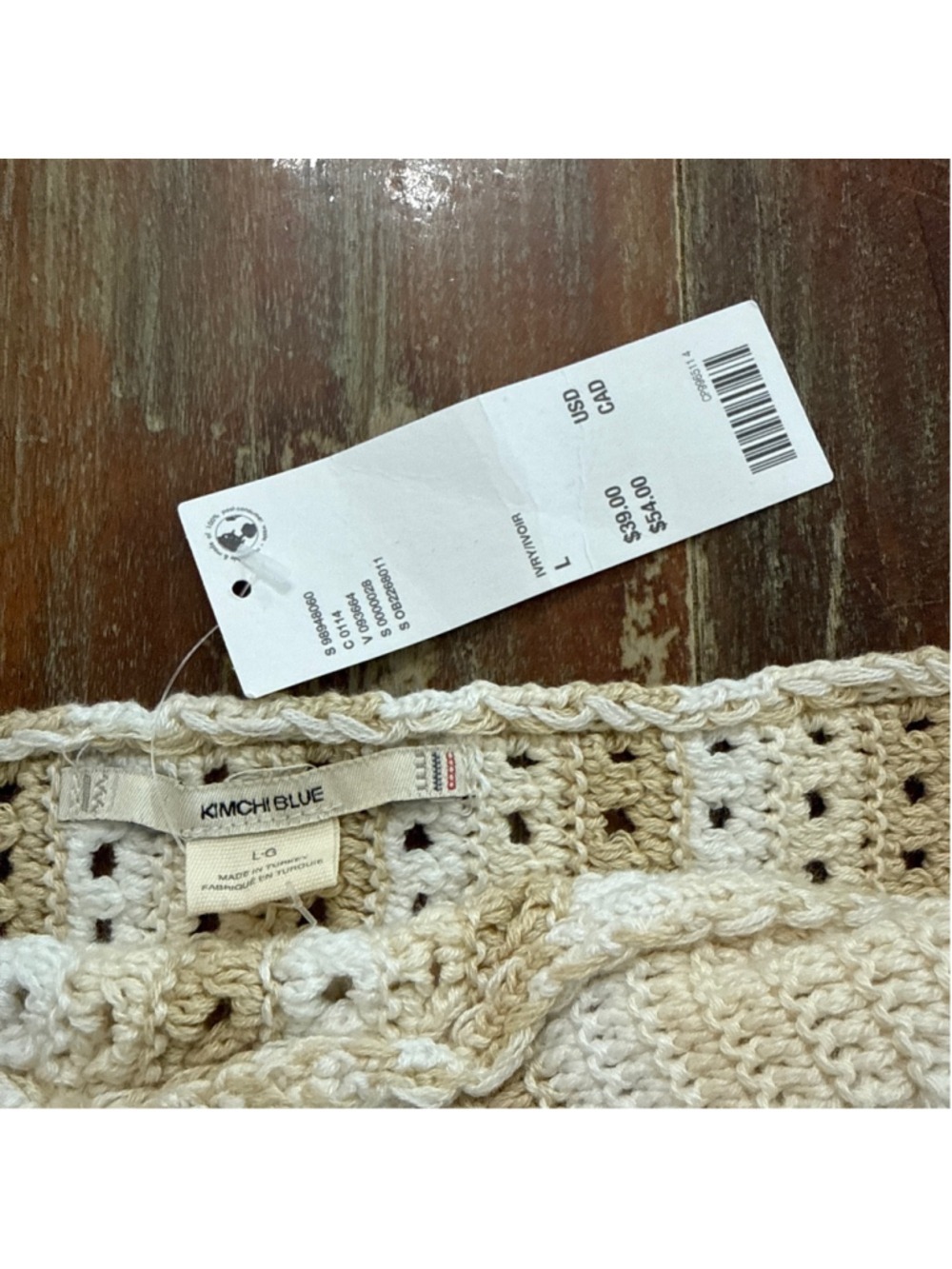 Kimchi Blue Crochet Halter Top Ivory Tan Large - Picture 4 of 8